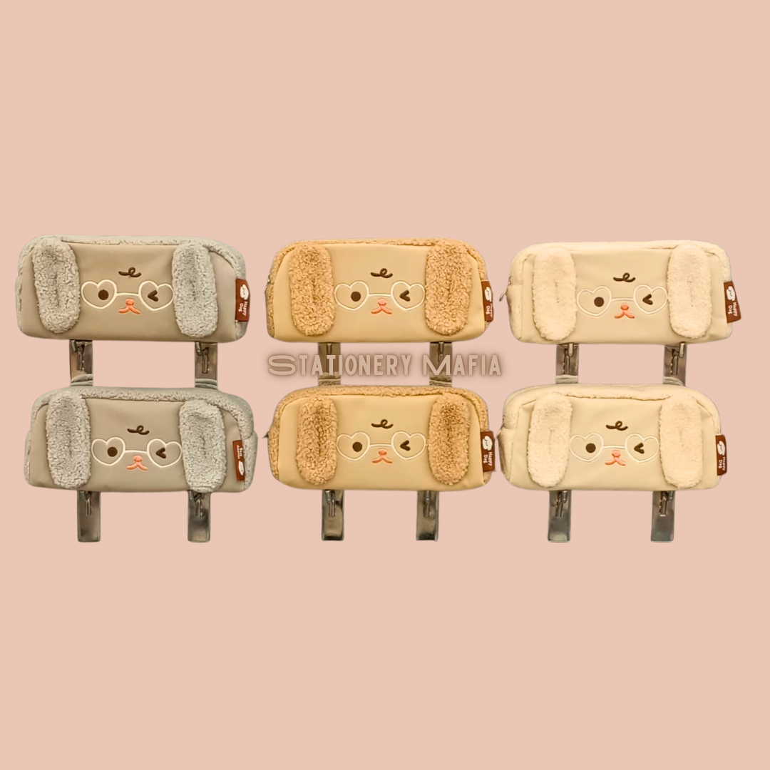 Fluffy Heart Pup Pencil Pouch