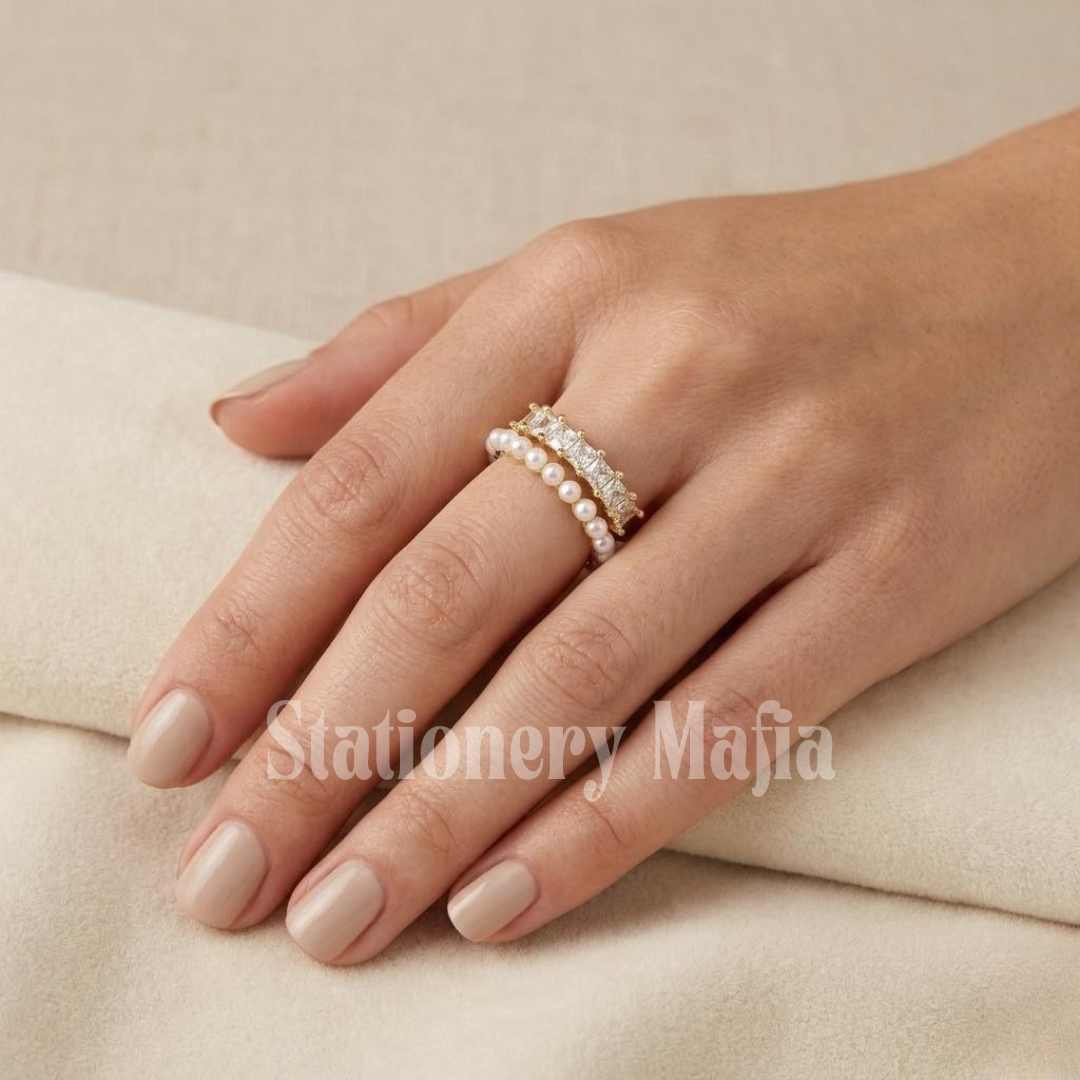Double Band Pearl Ring