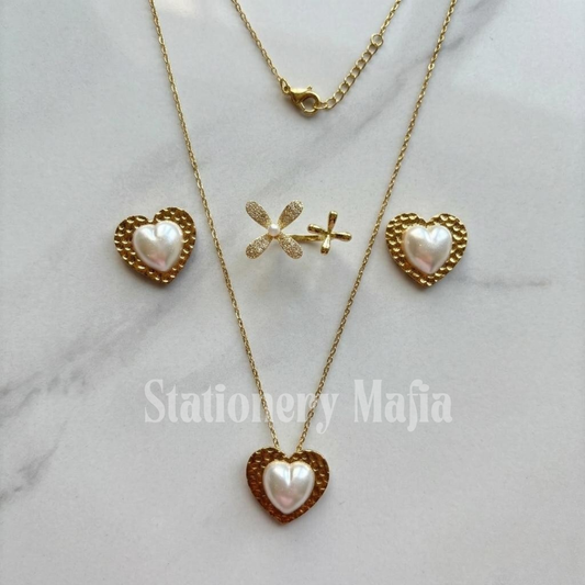 Pearl Heart Vintage Jewellery Set