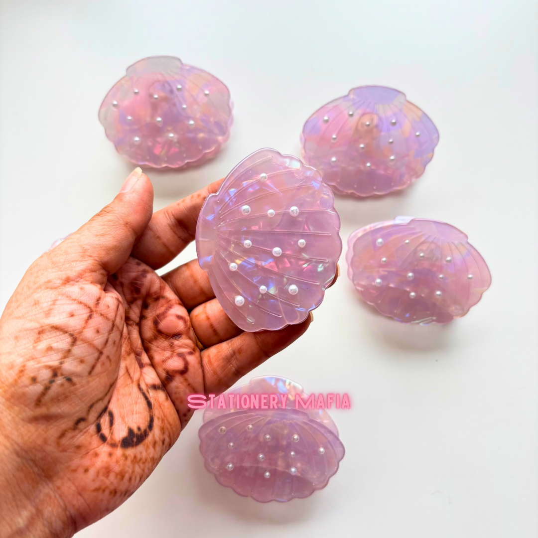 Purple Shell with Pearl Claw Clip