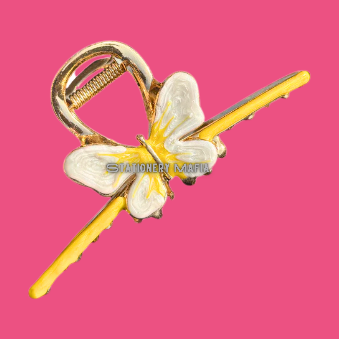 Gold Butterfly Bar Claw Clip