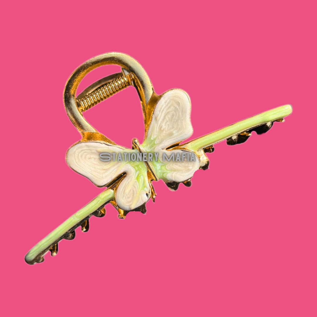 Gold Butterfly Bar Claw Clip