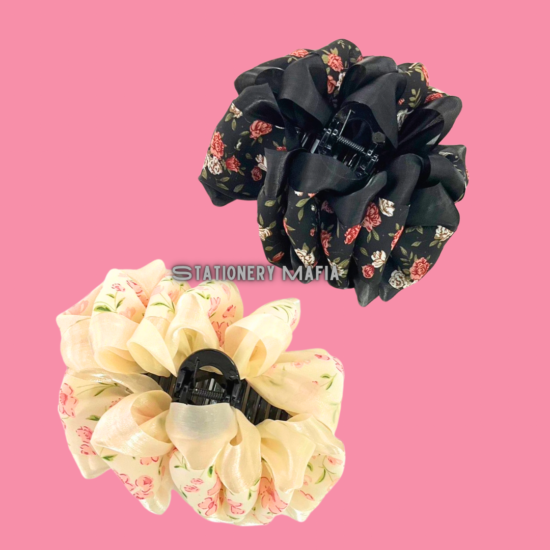 Floral Organza Claw Clip (Large Size)