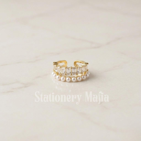 Double Band Pearl Ring
