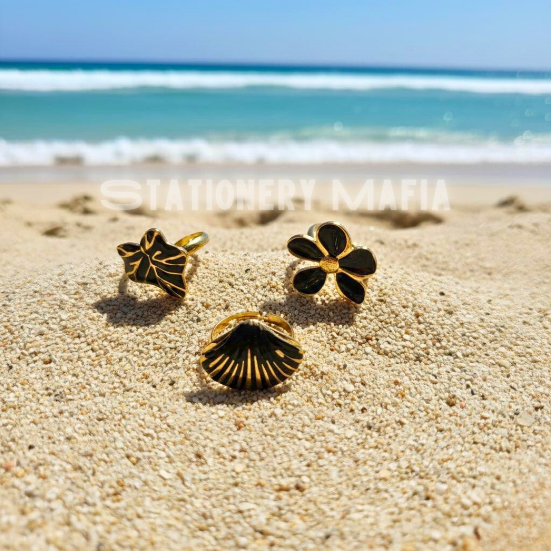 Tide Treasures Enamel Ring Set