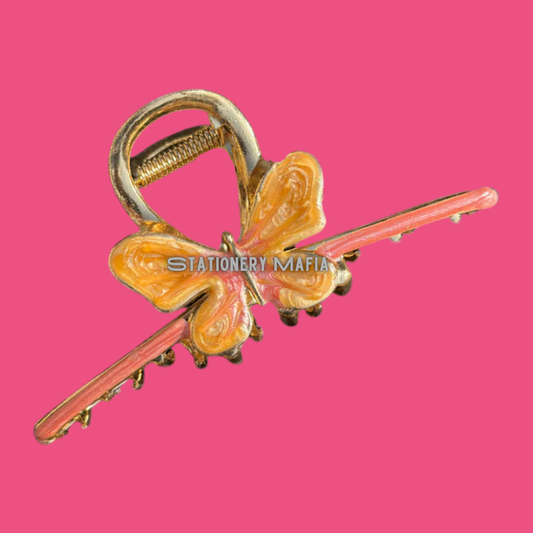 Gold Butterfly Bar Claw Clip