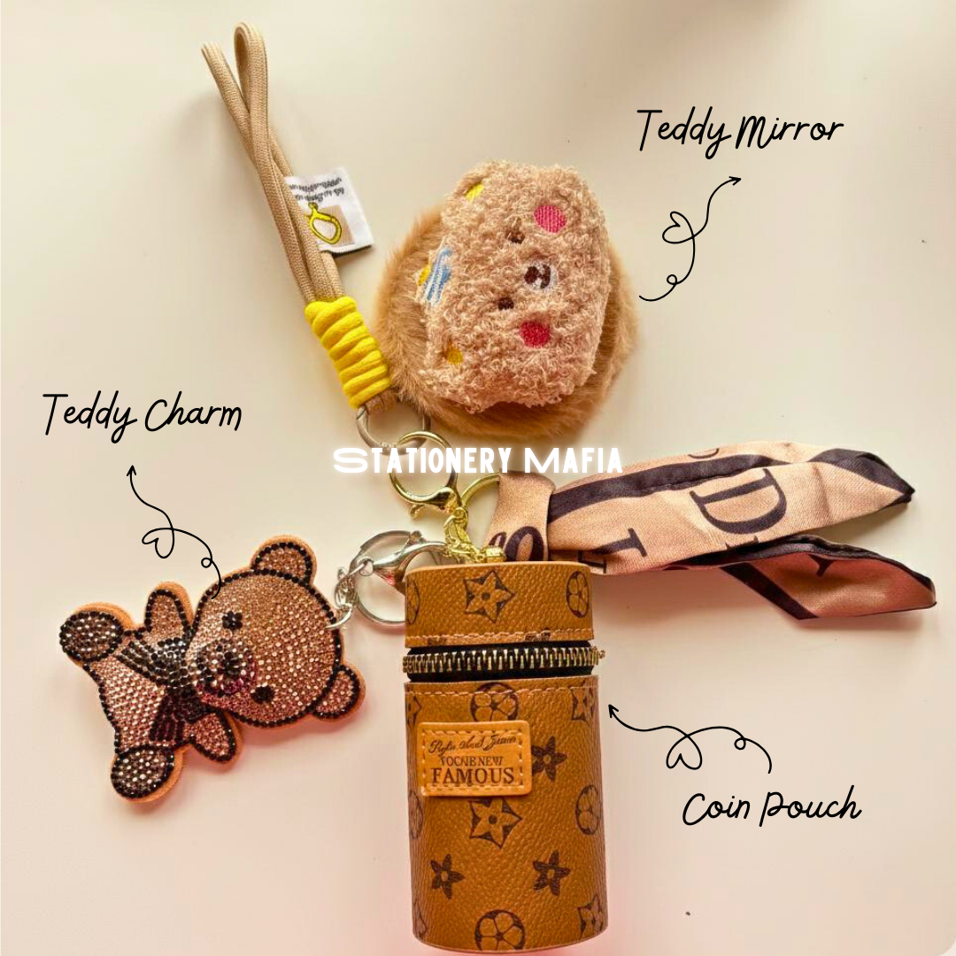 Teddy Charm Coin Pouch Combo