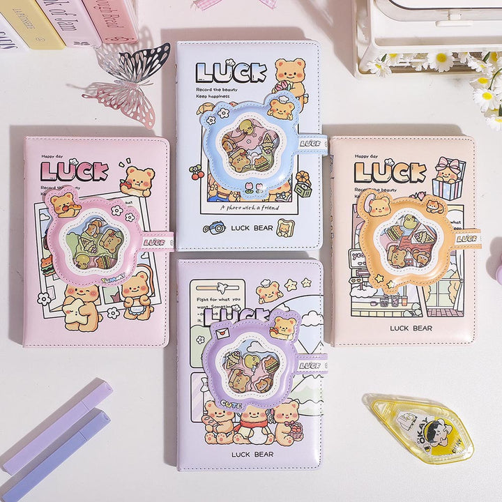 Kawaii Bear Confetti Magnetic Strap Diary