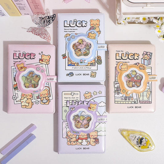 Kawaii Bear Confetti Magnetic Strap Diary