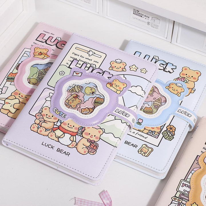 Kawaii Bear Confetti Magnetic Strap Diary
