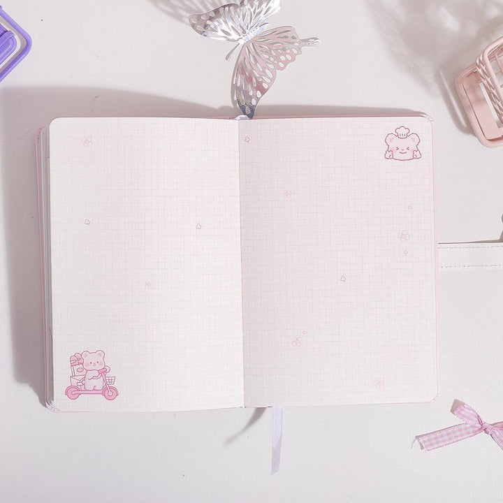 Kawaii Bear Confetti Magnetic Strap Diary